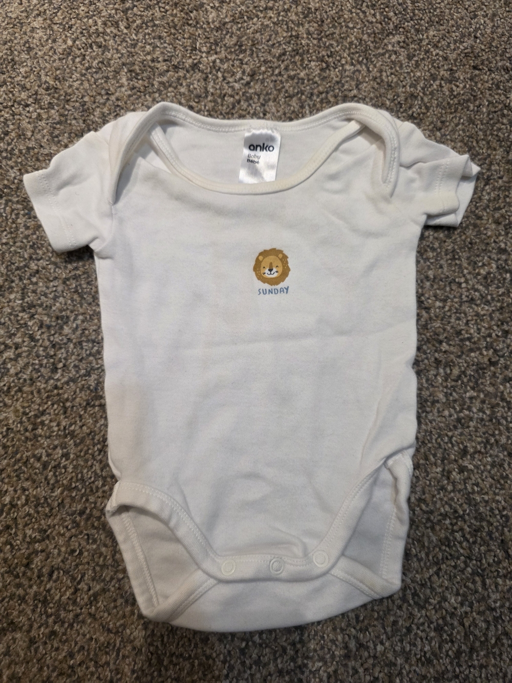 3/$10  Baby Cream Short-Sleeve Lion Graphic One-Piece